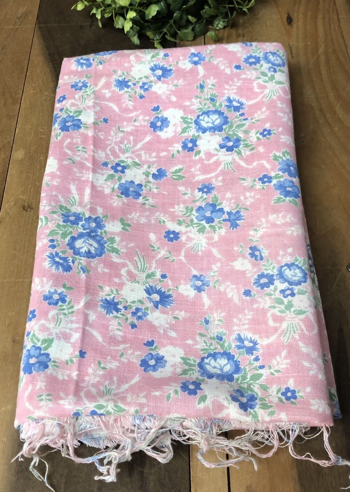 Vintage Opened Feed Sack Cotton PINK Floral Fabric AS IS Please READ Description