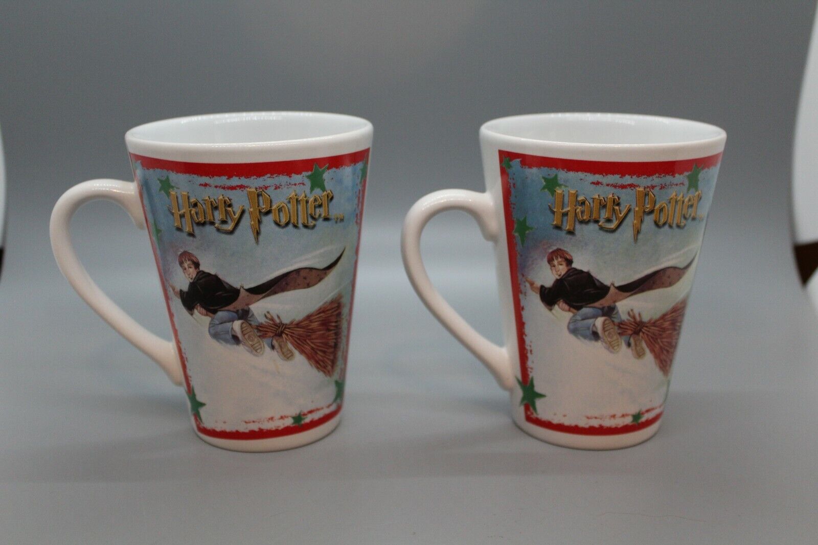2 Vintage Churchill 2001 Warner Brothers Harry Potter Mug Harry & Ron Quidditch 