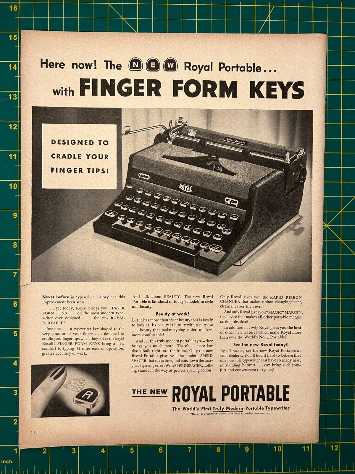 1948 Vintage New Royal Portable Modern Typewriter Speed Spacer  Print Ad B2