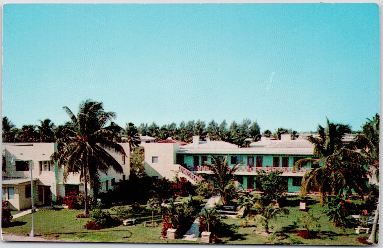 The Stahl Apartments Harding Ave Miami Beach Florida Palm Trees Vintage Postcard