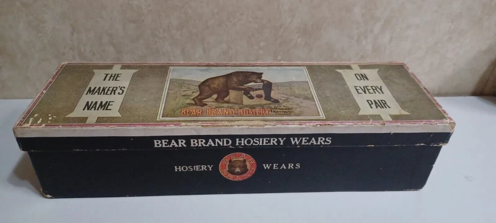 Antique VTG Bear Brand Dearfoot Childs Hosiery Box