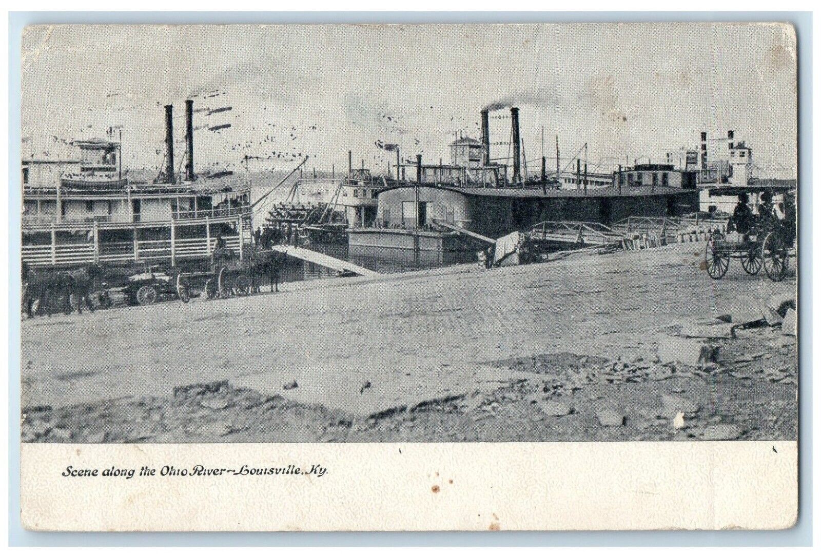 1911 Scene Along Ohio River Steamer Exterior Ferry Louisville Kentucky Postcard