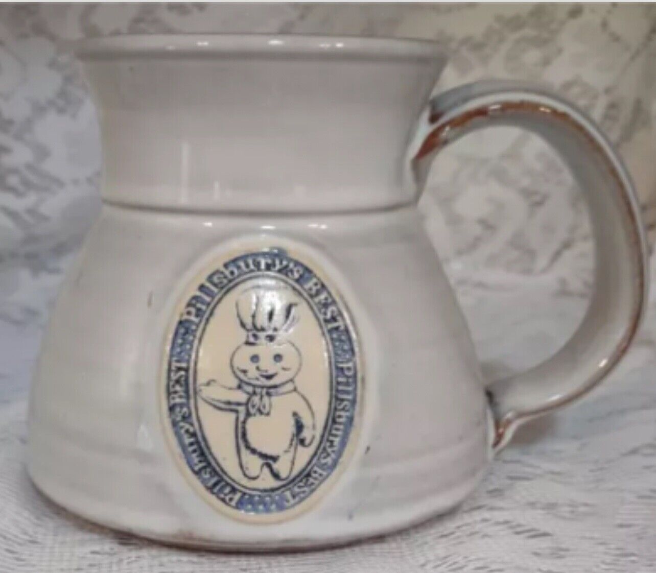 Pillsbury Doughboy Medallion Hand Thrown Pottery Coffee Mug Vintage Rare