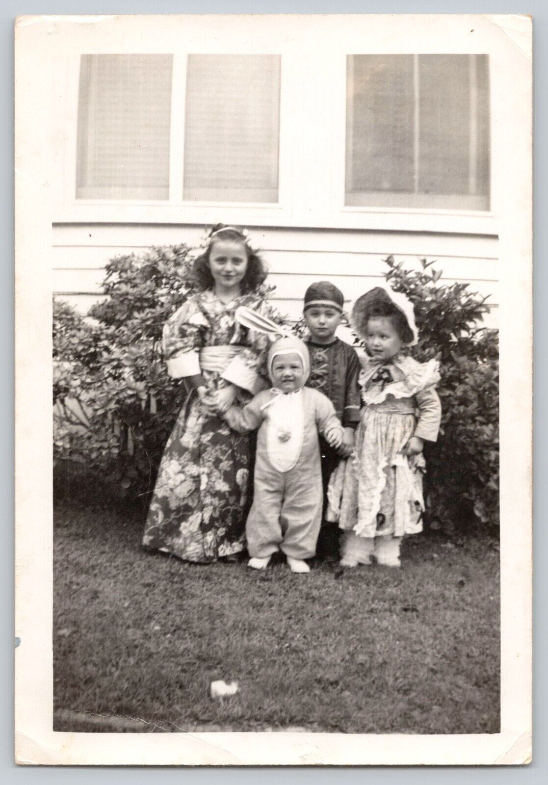 Vintage Original Photo Halloween Children Costumes Bunny Geisha 1949