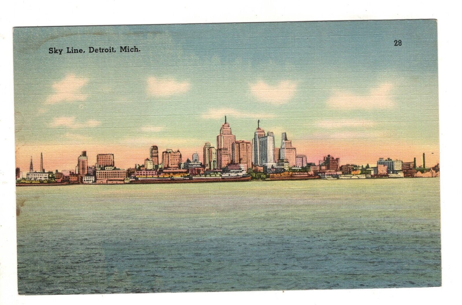 Detroit MI Sky Line Vintage Postcard