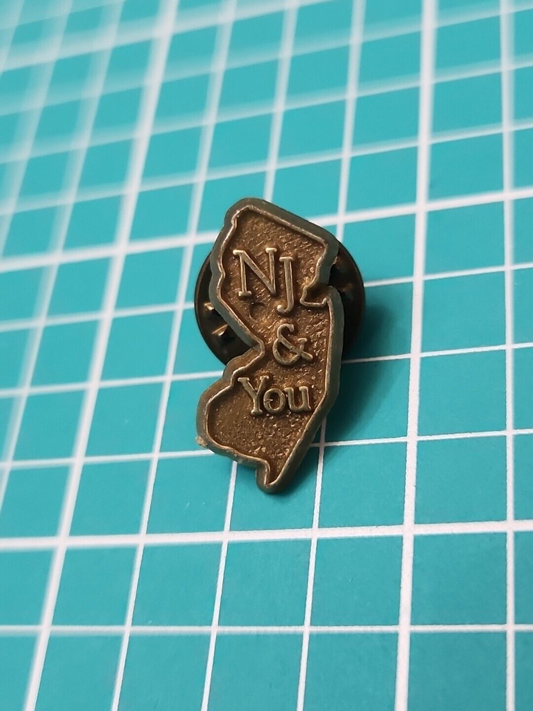 Vtg NJ & You New Jersey State Shape Plastic Lapel Pin