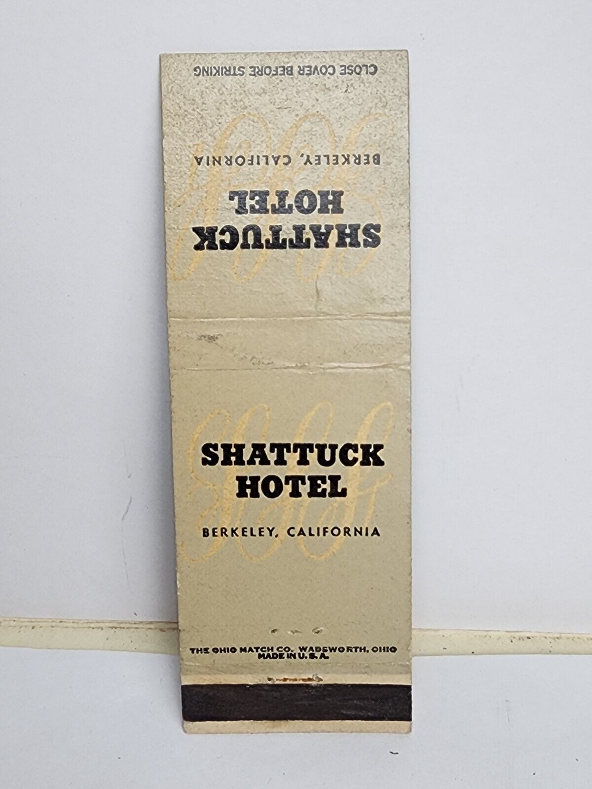 Vintage Matchbook Cover - SHATTUCK HOTEL Berkeley California CA Arbor Room