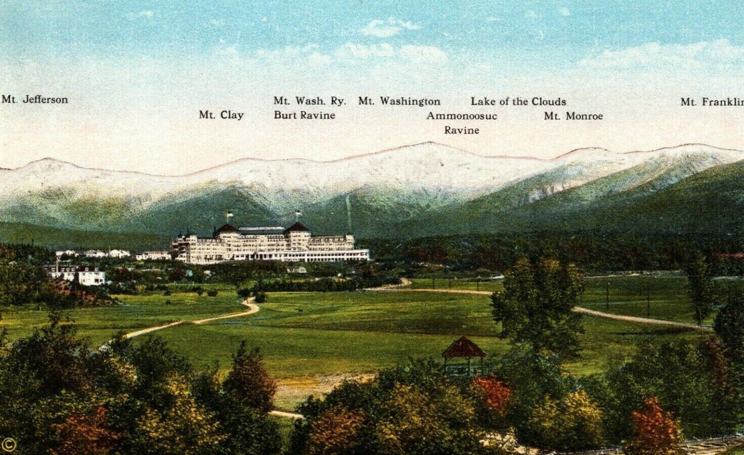 c1920s Mount Washington Hotel Presidential Range New Hampshire Vintage Postcard