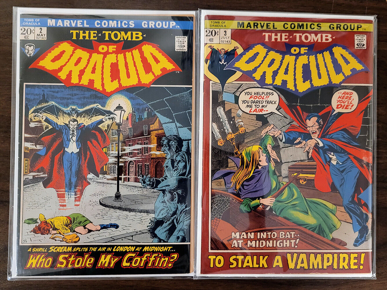 Tomb of Dracula 1972 #2 & #3 1st Rachel Van Helsing F/VF Mylar sleeves