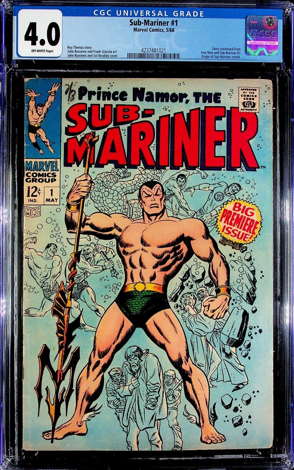 Sub-Mariner #1 CGC 4.0 Origin of Sub-Mariner Retold, Marvel Comics 1968.