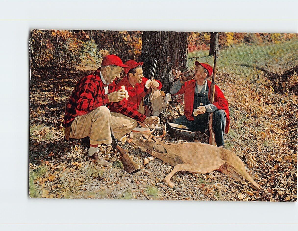 Postcard Deer Hunting Hunters Scene