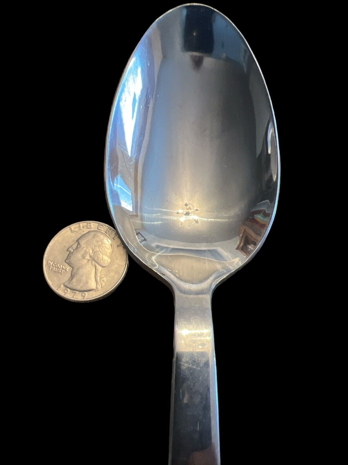 1 Vintage Cambridge Large Solid Serving Spoon. Stainless Heavy Glamour Pattern?