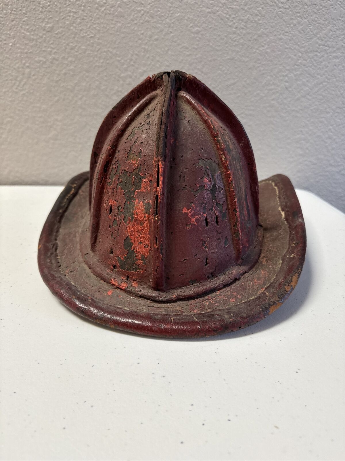 Antique 1800’s Cairns and Bro\'s Leather 8 Comb High Eagle Red Firefighter Helmet