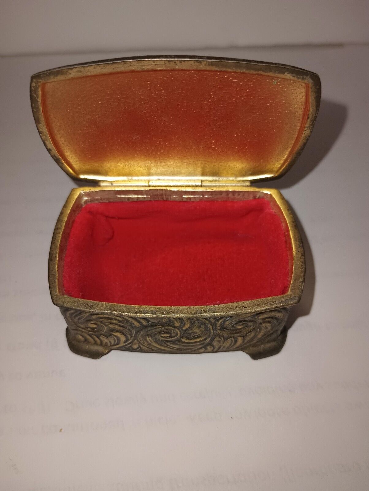 Vintage Ornate Trinket Box Hinged Lid