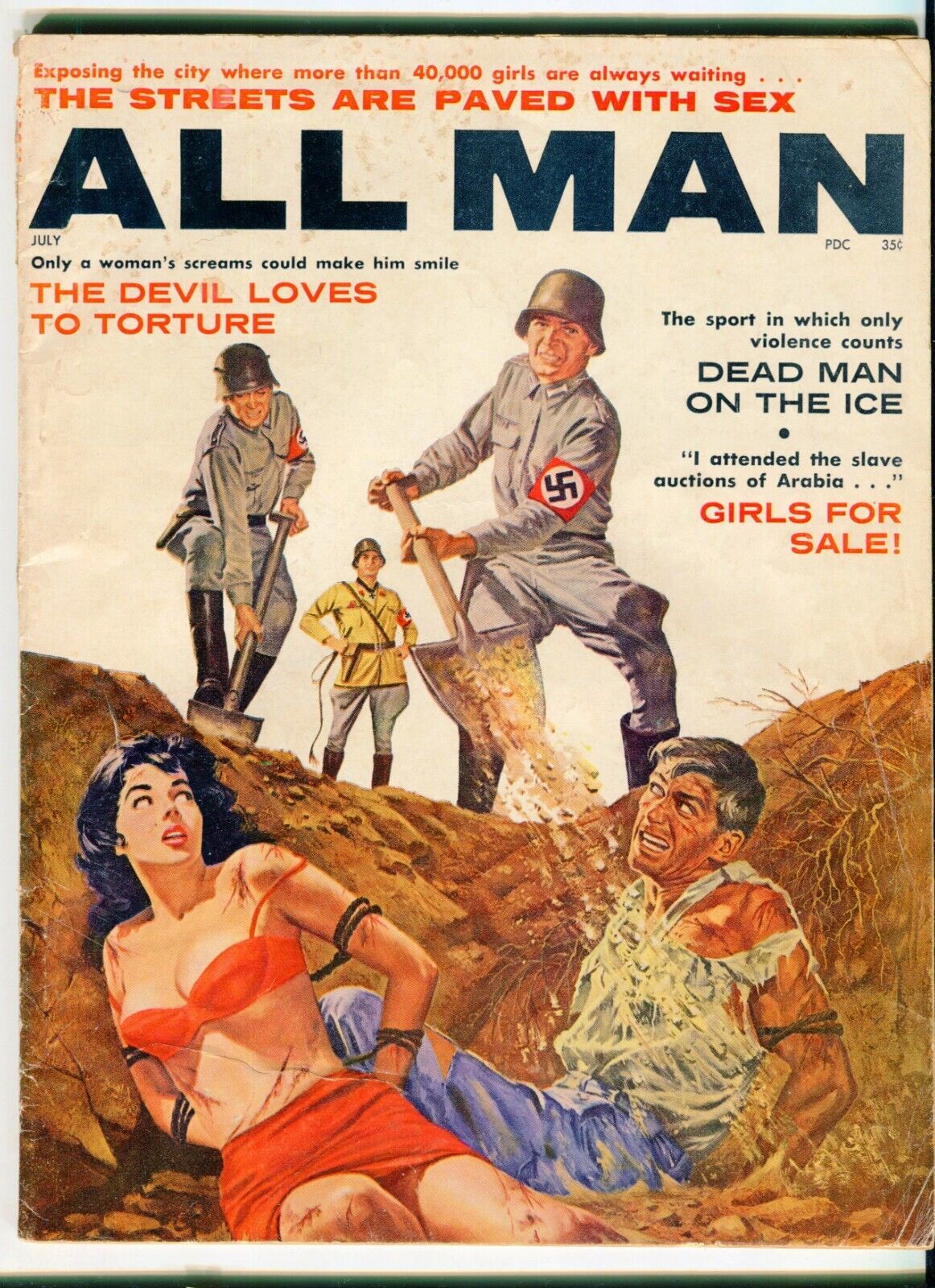 ALL MAN July 1961  G/VG     Men's adventure magazine pulp Buried Alive