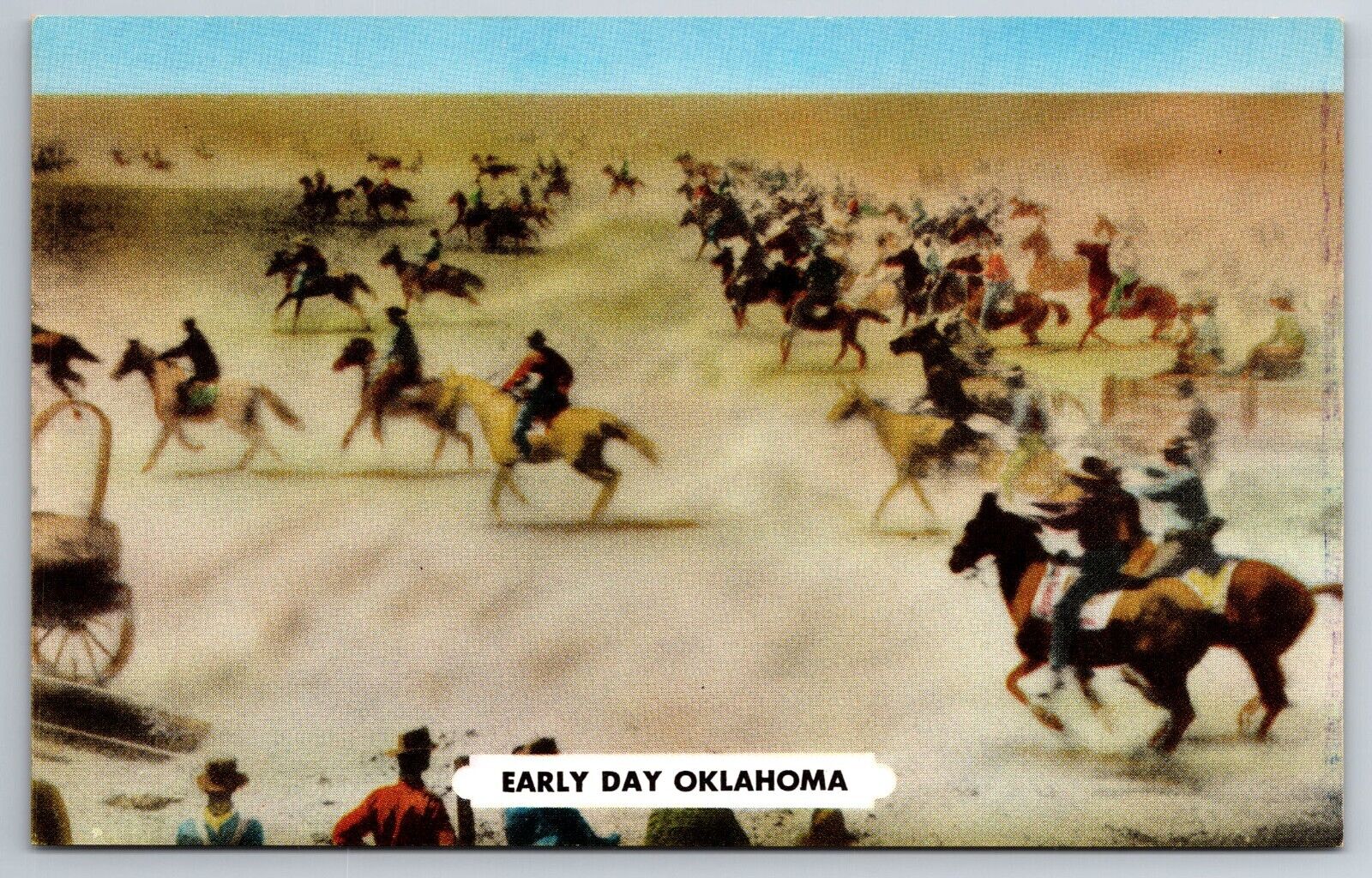 Vintage Postcard OK Race into the Cherokee Strip -2906