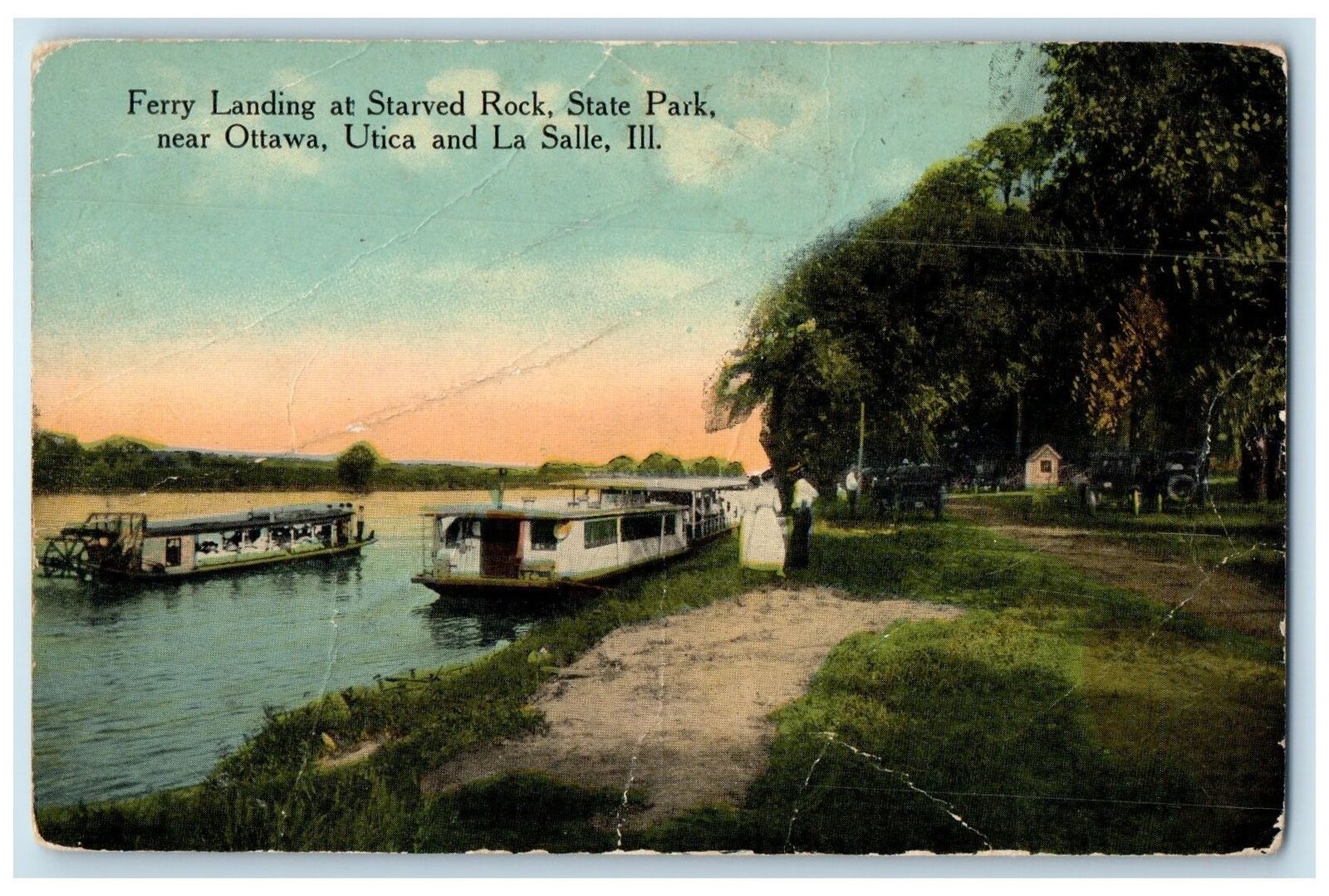 c1910's Ferry Landing At Starved Rock State Park Ottawa Illinois IL Postcard