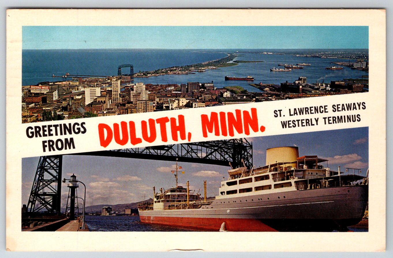 c1960s Duluth Minnesota Greetings St. Lawrence Seaway Vintage Postcard