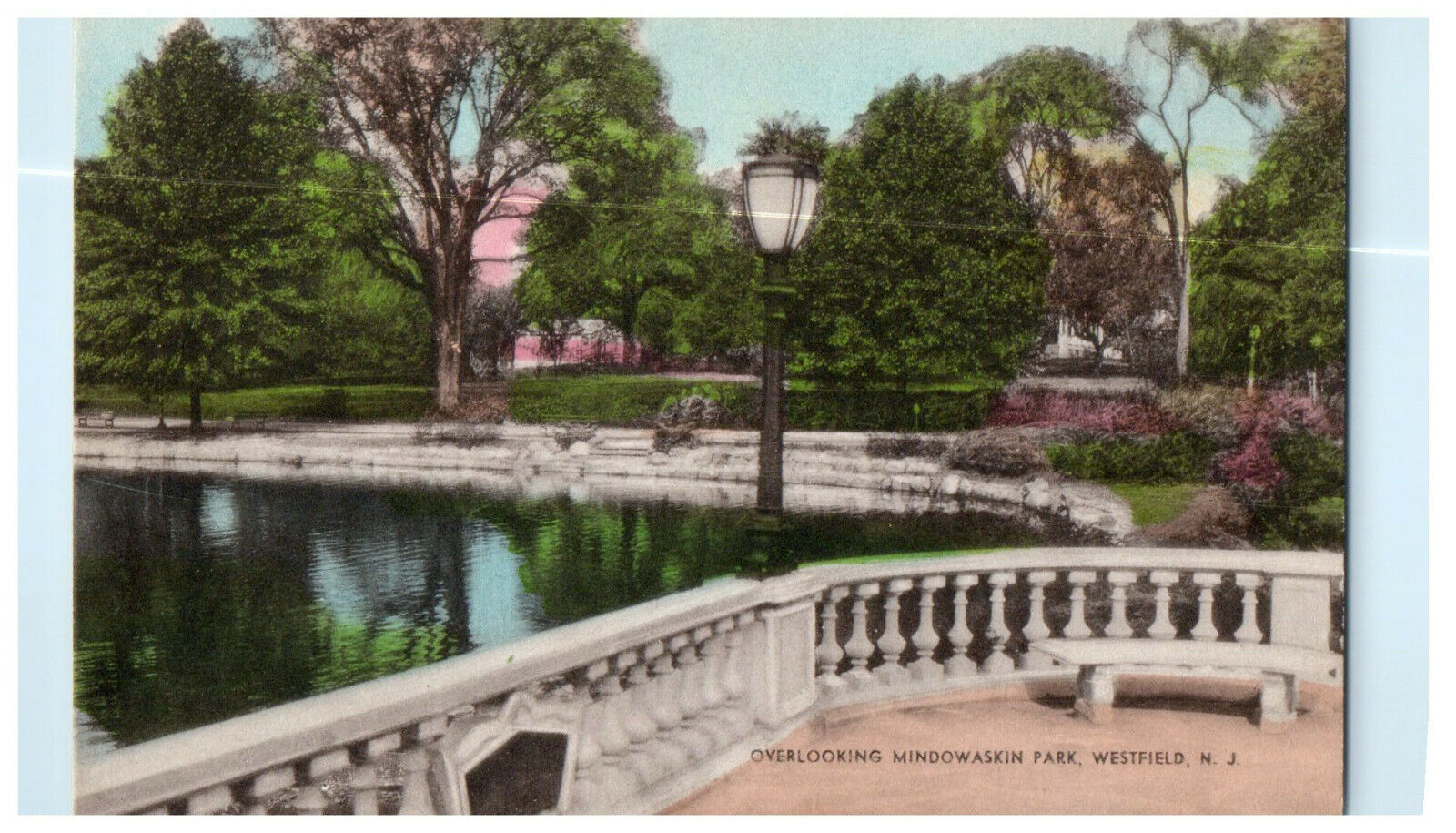 c1930s Overlooking Mindowaskin Park Westfield New Jersey NJ Postcard