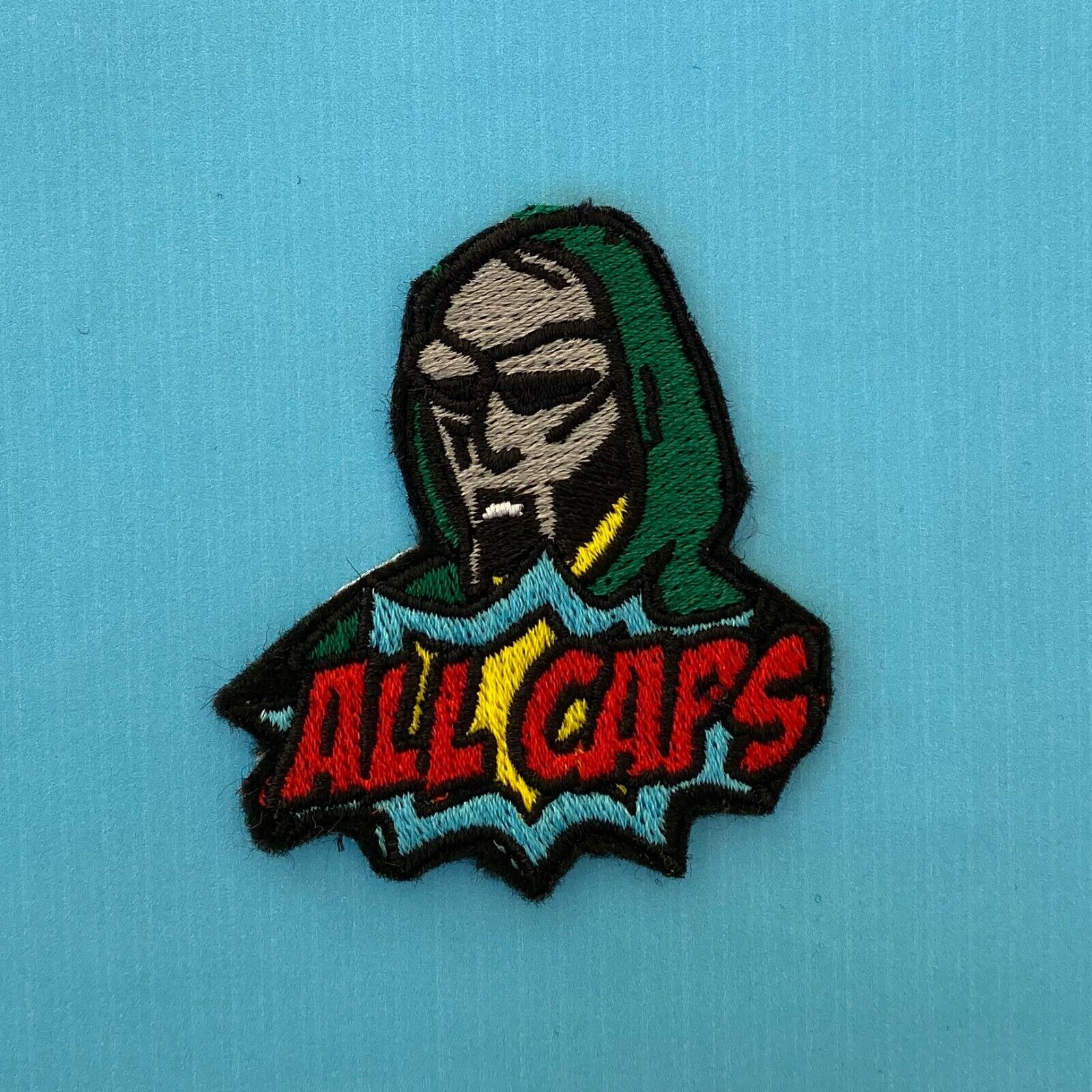 Iron on Patch - MF Doom All Caps Embroidered Hip Hop Rap