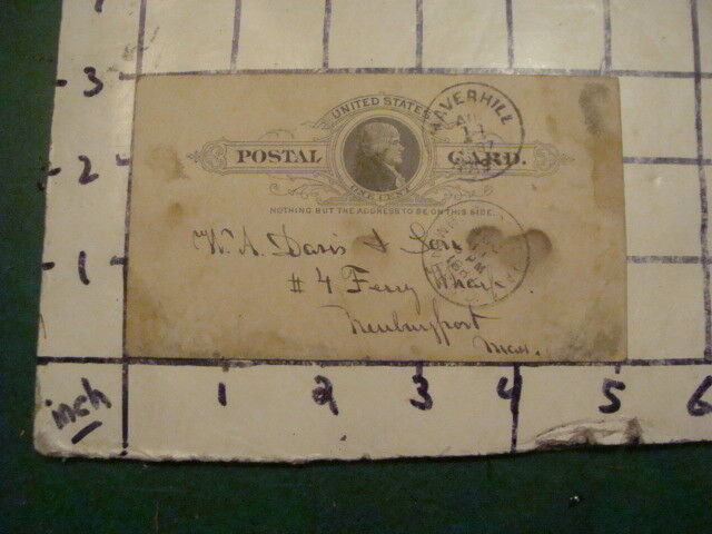 early card - 1887 newburyport mass, 1 cent 