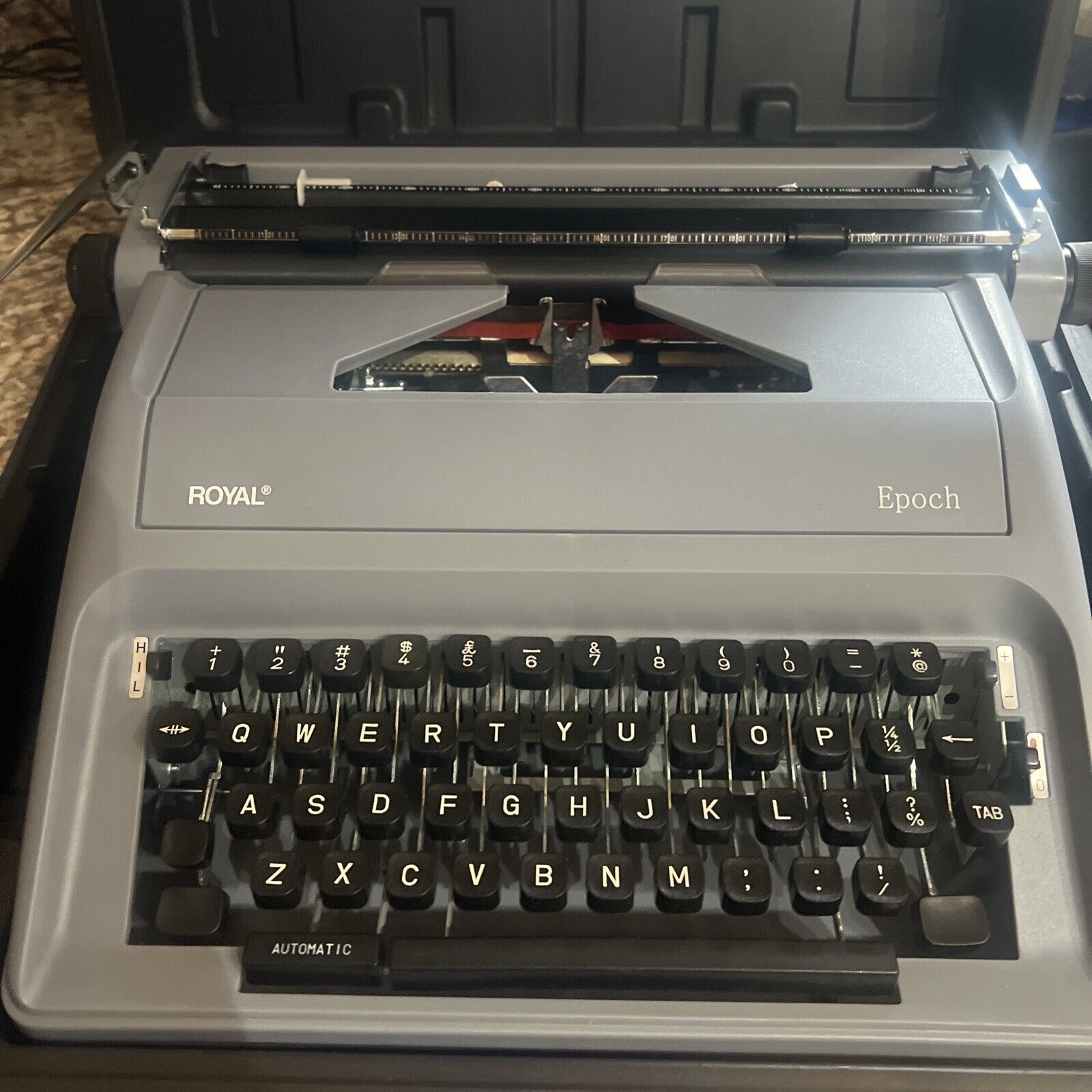 Royal Epoch Manual Typewriter Portable Office Supplies Gray With Hard Case