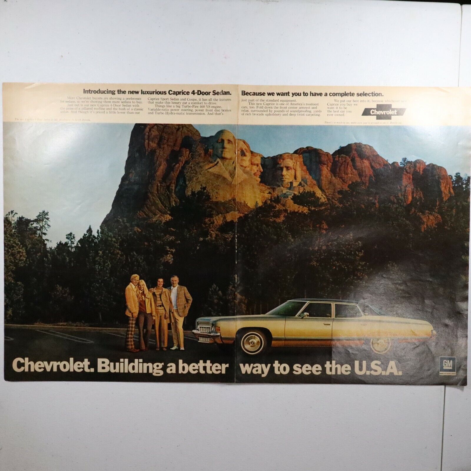 Vtg Chevrolet Caprice 4 Door Sedan a Better Way to See the USA Print Ad