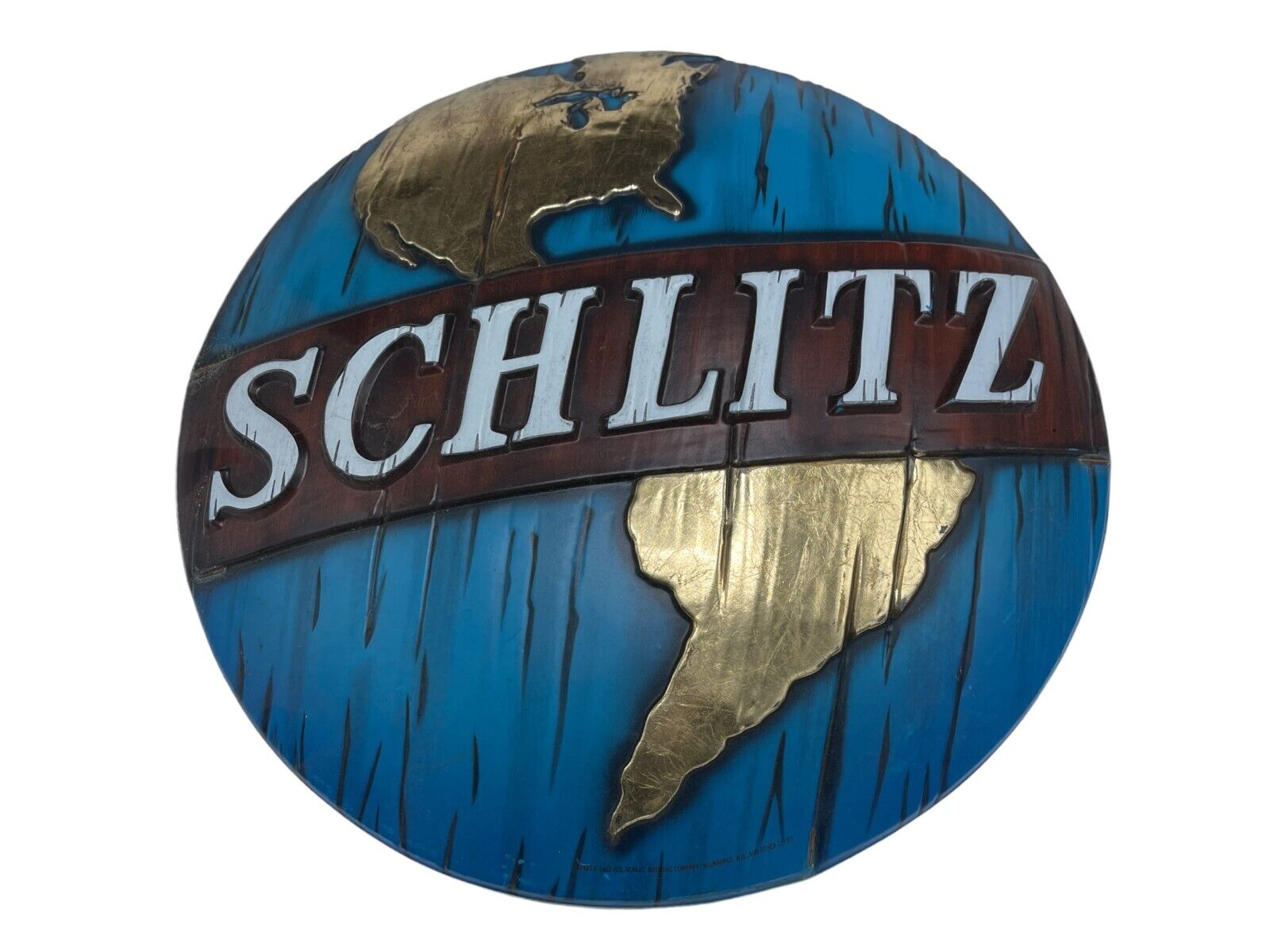 Schlitz Malt Liquor Beer Advertising Sign Globe Earth Bar Man Cave Vintage 1968