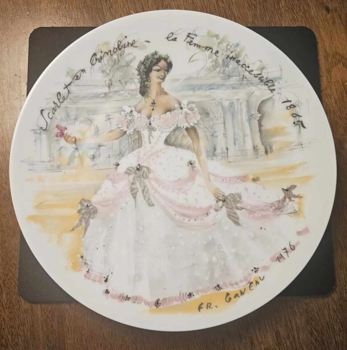 D\'arceau-Limoges French Plate |Scarlet in Crinoline -The Inaccessible Woman 1865