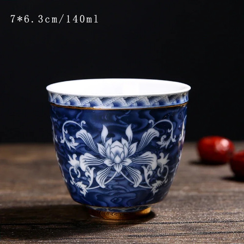 4 Pcs/set Jingdezhen Retro Handmade Ceramic Teacup Coaster Painted Tea Bowl Set