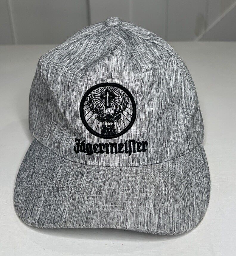 Jagermeister Logo Hat Gray Black Embroidered Deer Logo SnapBack Baseball Cap