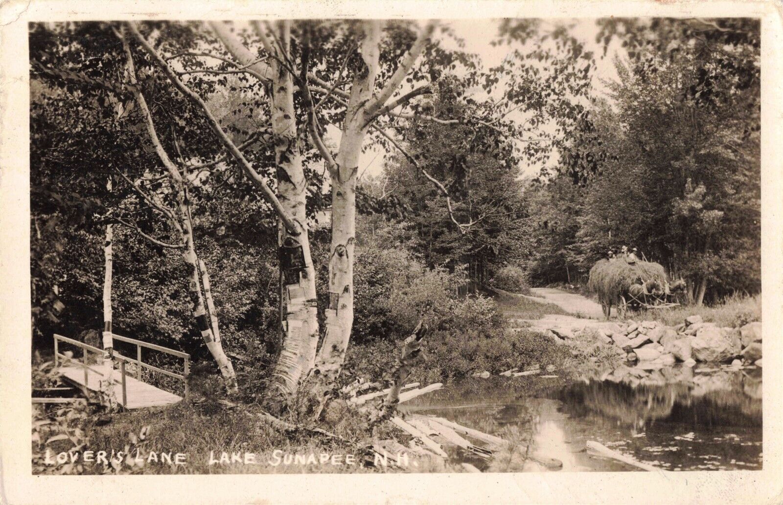 Lover's Lane Lake Sunapee NH 1945 RPPC B601