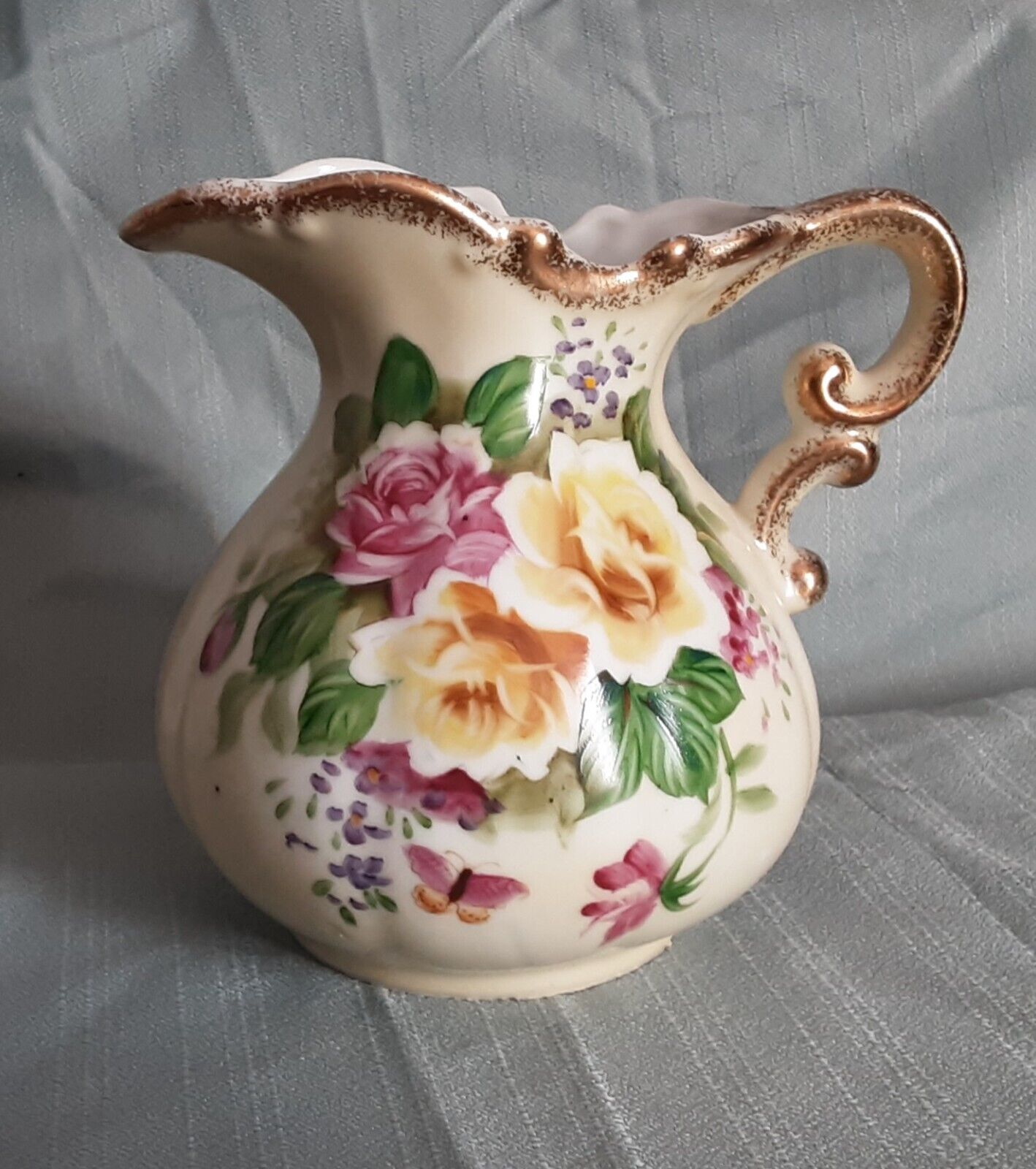 Vintage Beautiful Lefton China Hand Painted Pitcher 6\