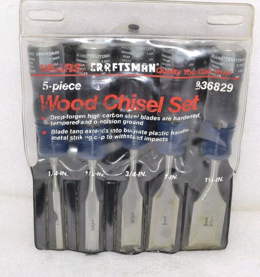 Vintage Sears Craftsman 5 Piece Wood Chisel Set With Pouch 1/4-1 1/4 #36829 EUC