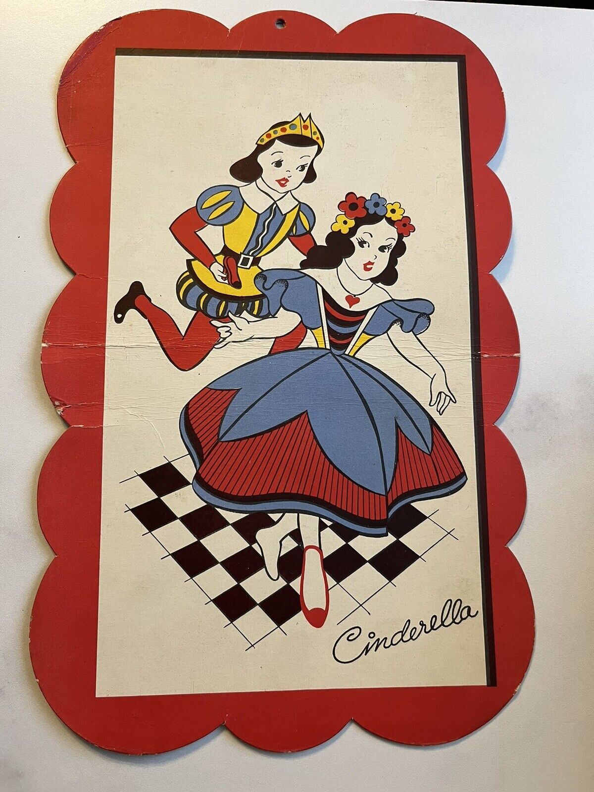 Rare Vintage Cinderella Cardboard Wall Hanging Birthday Gift-A-Gram