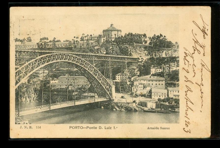 Vintage Postcard UDB Porto Ponte Dom Luiz Bridge Sao Paulo Brazil Cancel