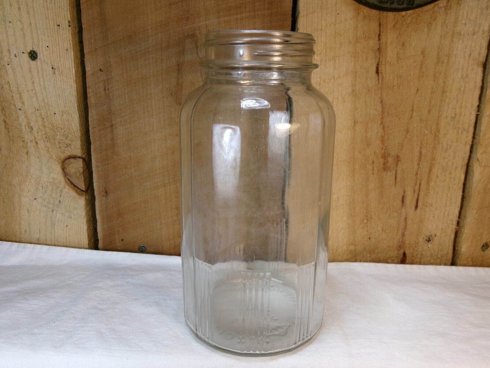 Vintage McLaughlin\'s Manor House Coffee Clear Glass Ribbed Jar Owens Illinois