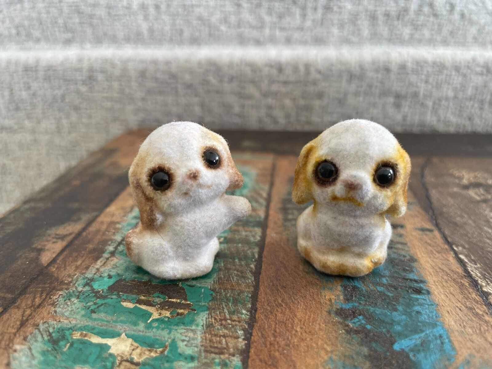 Vintage Josef Original Miniature Flocked Fuzzy Puppy Dog Pair Figurine Lot 5