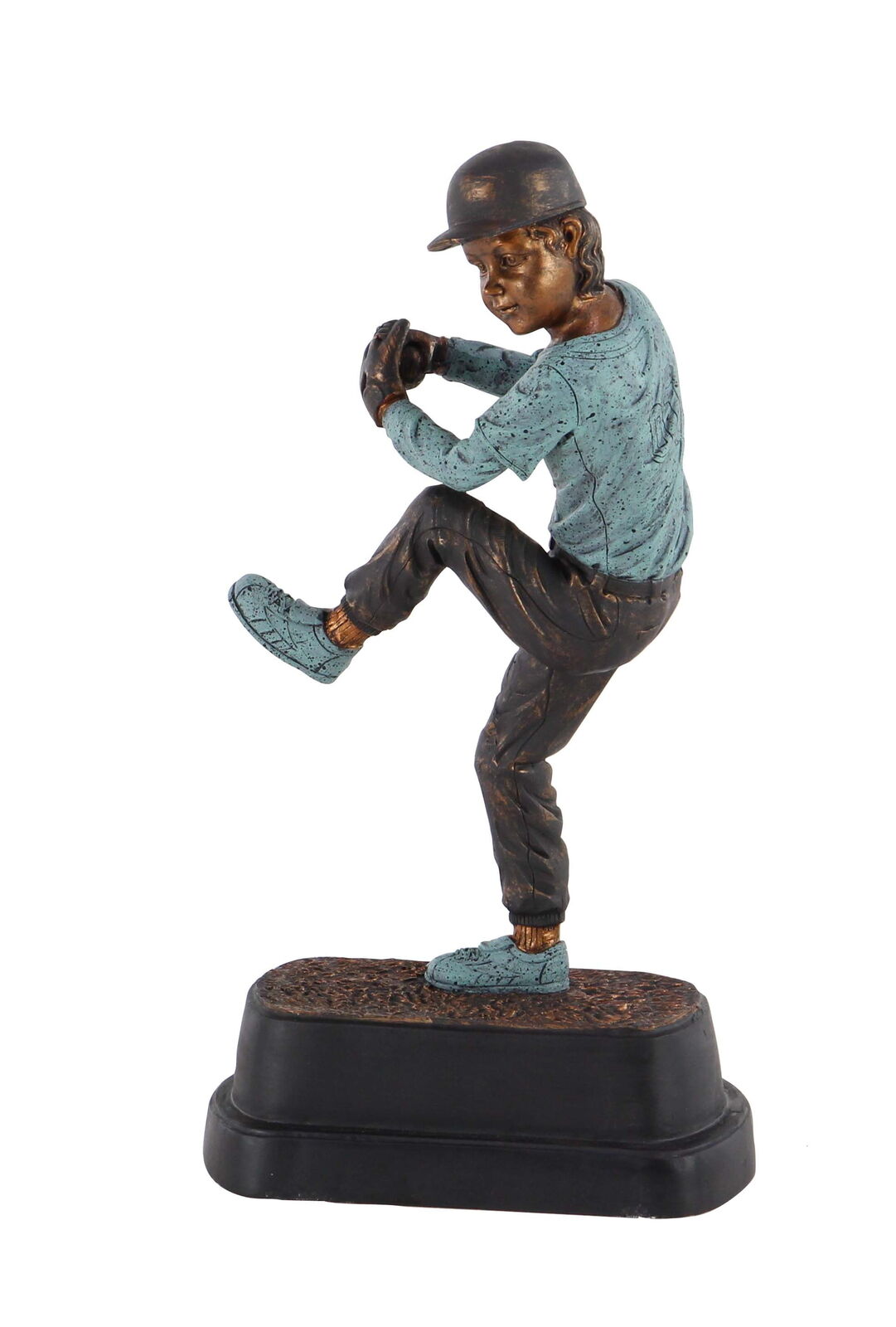 Traditional Resin Pitching Baseball Player Sculpture, Brown