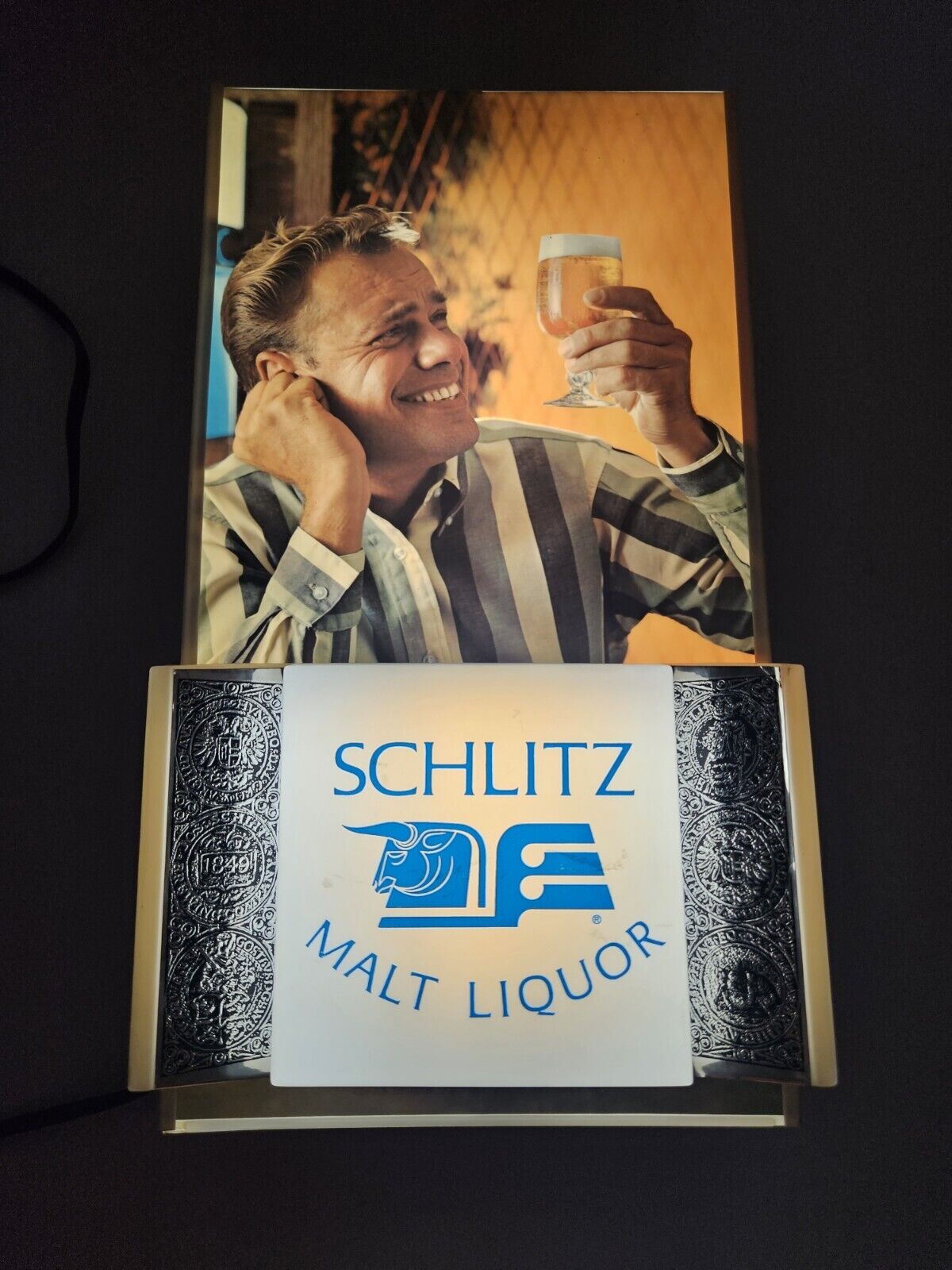 Vintage 1960\'s Rare Schlitz Malt Liquor Man Plastic Light Up Beer Sign Works