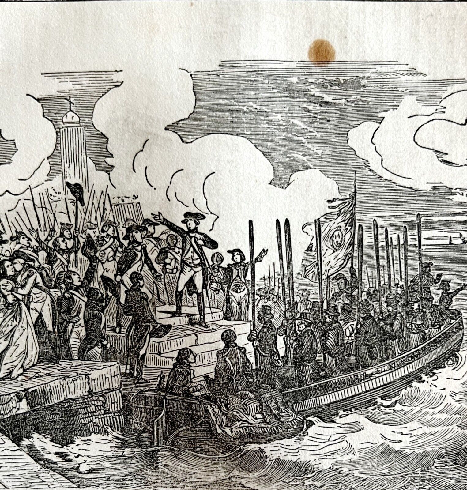 Departure Of Lafayette 1845 Woodcut Print Victorian Revolutionary War DWY9C