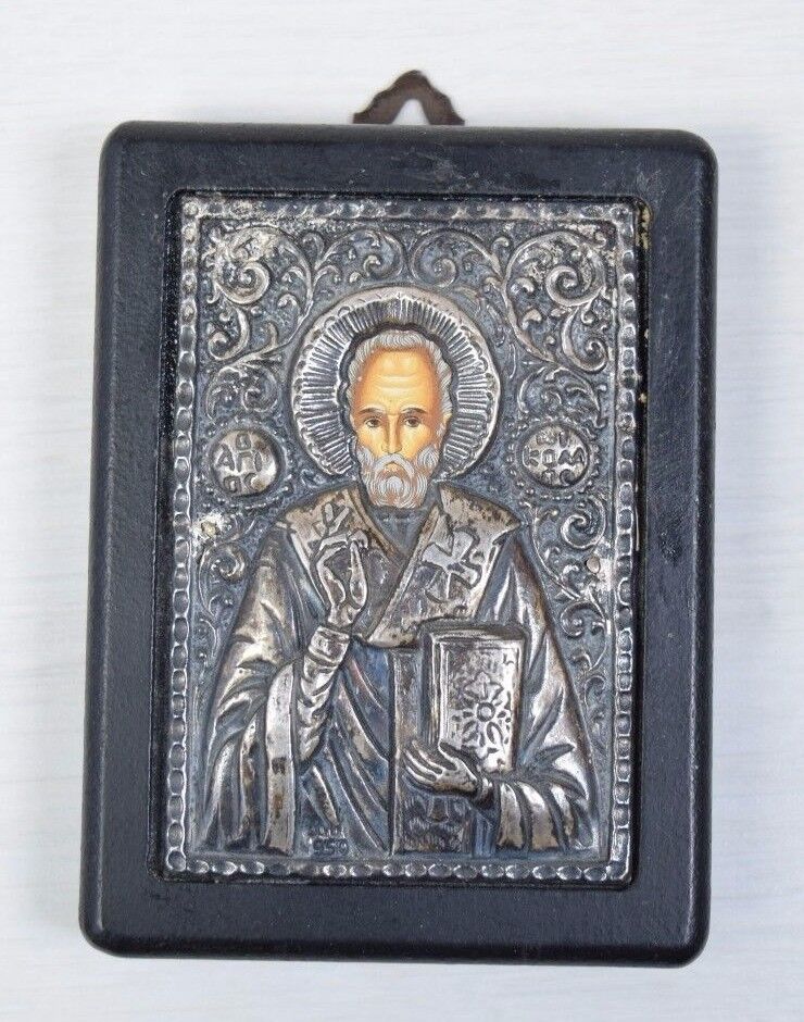 Vintage Collectible 925 Silver Hagiography Icon Home Saint Nikolai Certified