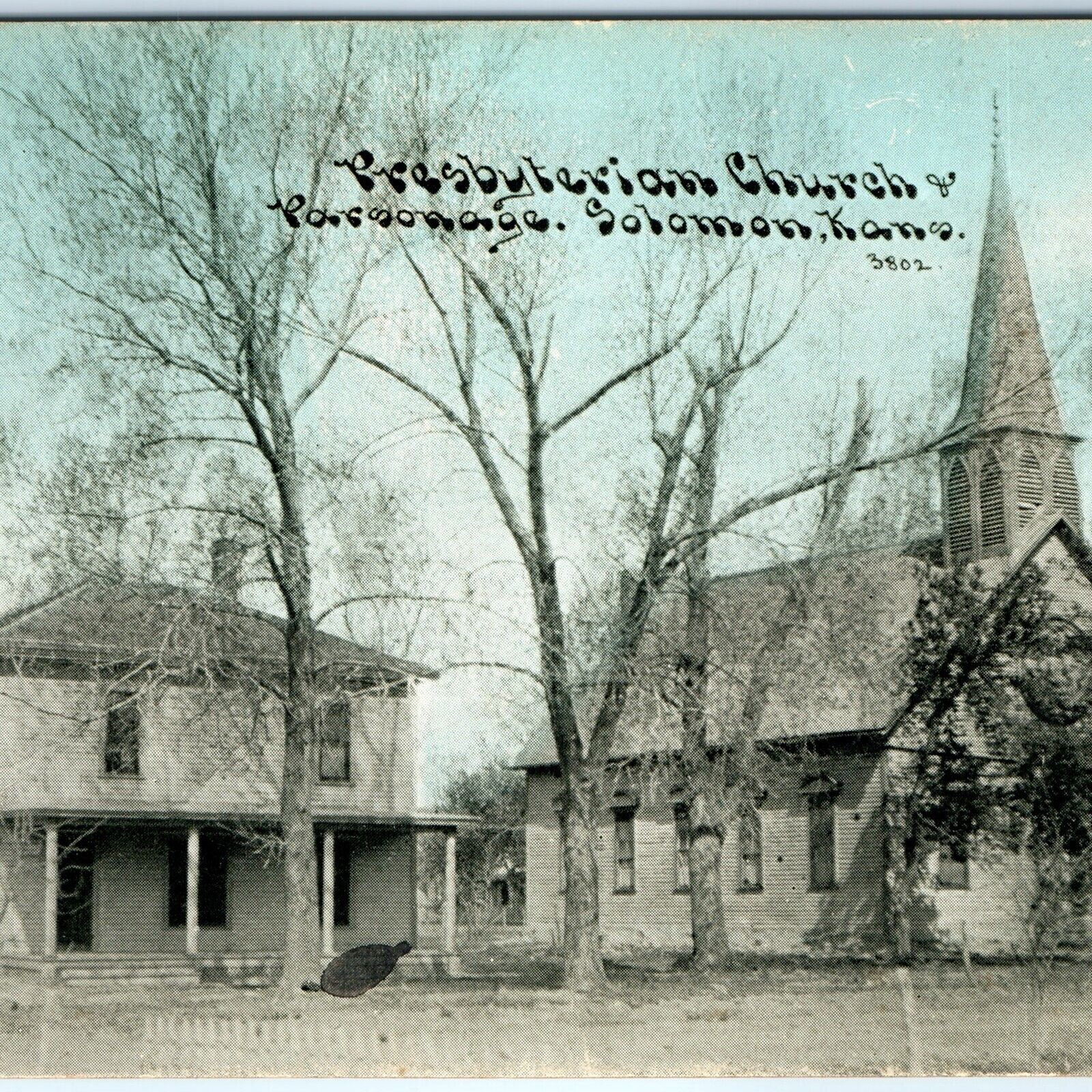 c1910s Solomon, KS Presbyterian Church Parsonage Antique Postcard Photo A119