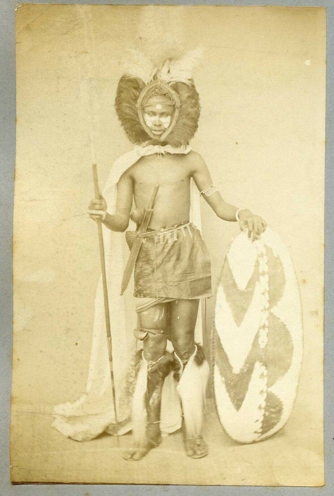 +++ 1890 AFRICA Natives in Costume 2 Vintage Original Photos