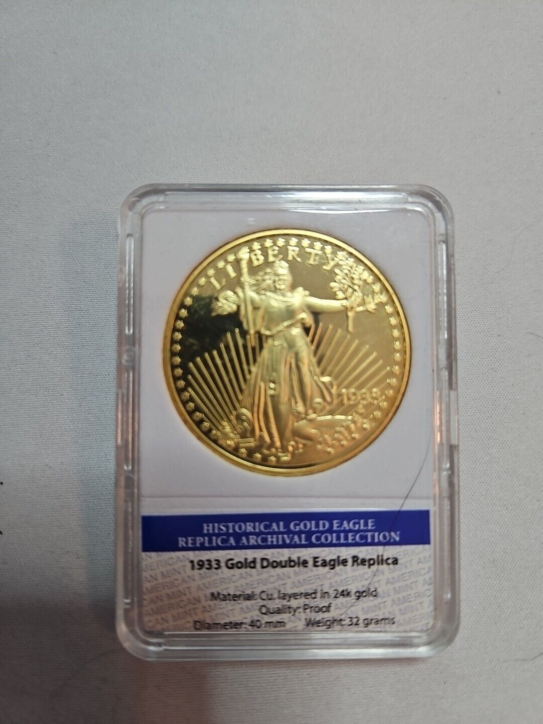 1933 Gold Proof Double Eagle Replica 24k American Mint