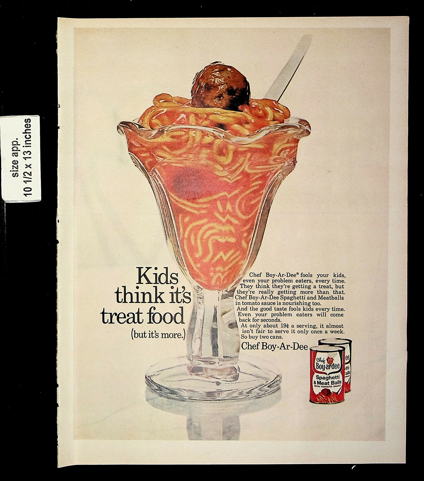 1971 Chef Boyardee Spaghetti & Meat Balls Tomato Kids Vintage Print Ad 22186