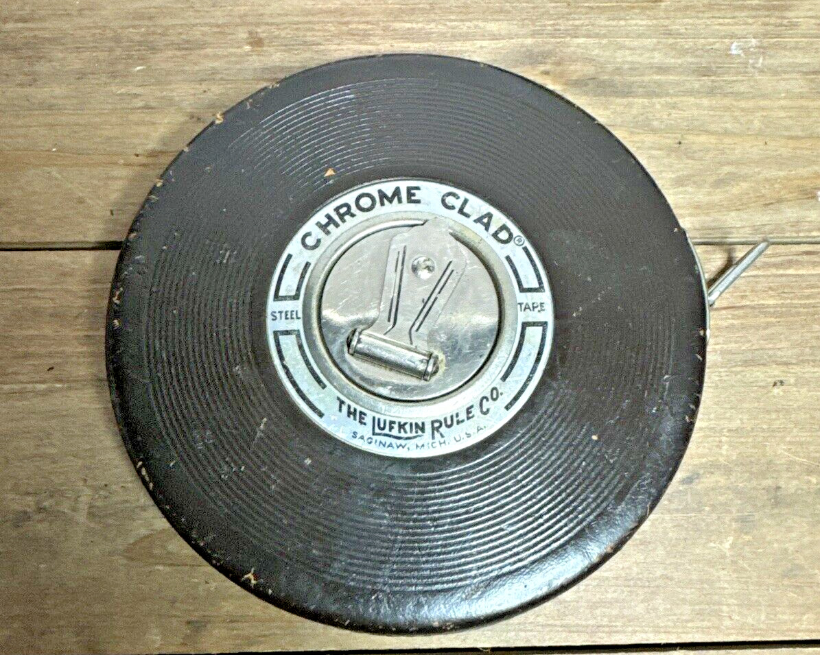 Vintage Steel 100 Ft. Tape Measure The Lufkin Rule Co. Chrome Clad USA