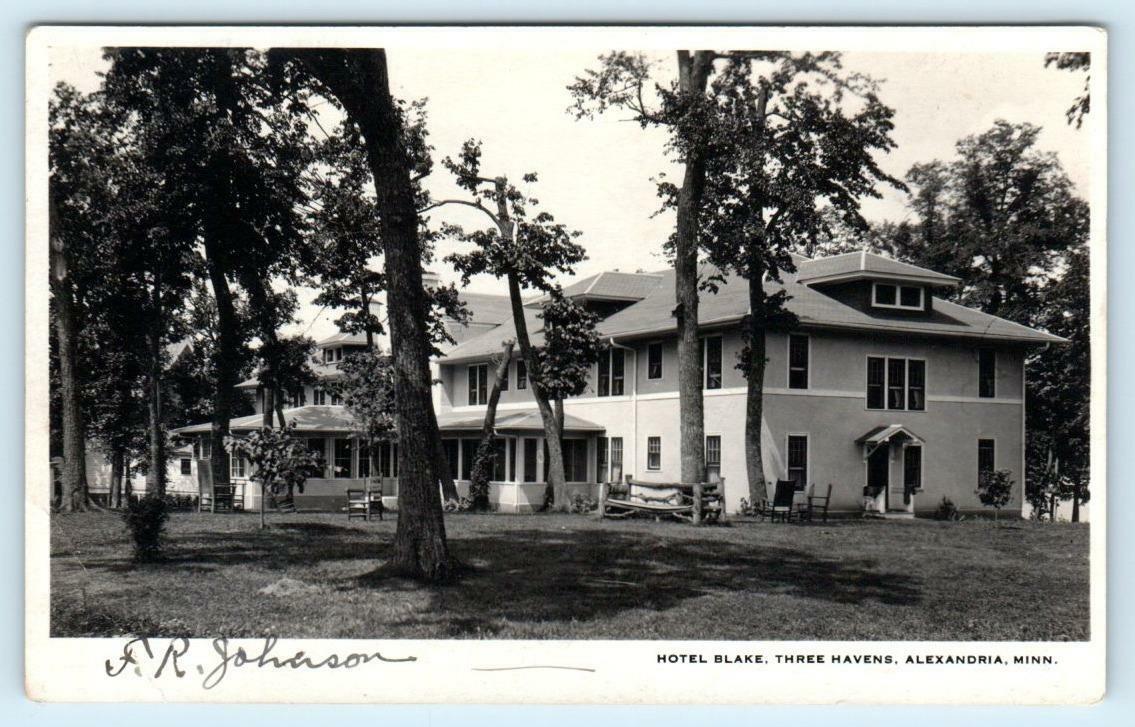 RPPC  ALEXANDRIA, Minnesota MN ~ Three Havens HOTEL BLAKE c1920s Postcard