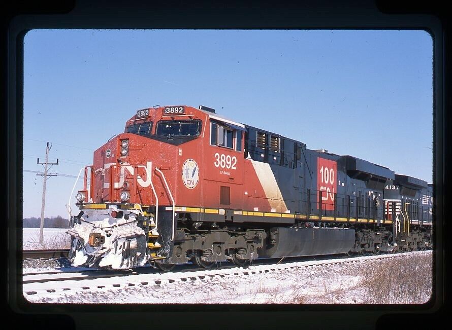 Original Railroad Slide CN Canadian National 3892 ES44AC at Neoga, IL