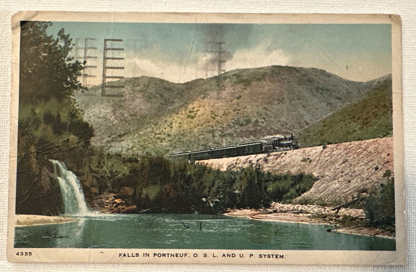 Antique 1917 Train Postcard Falls In Portneuf OSL & UP System ID Posted /Stamp